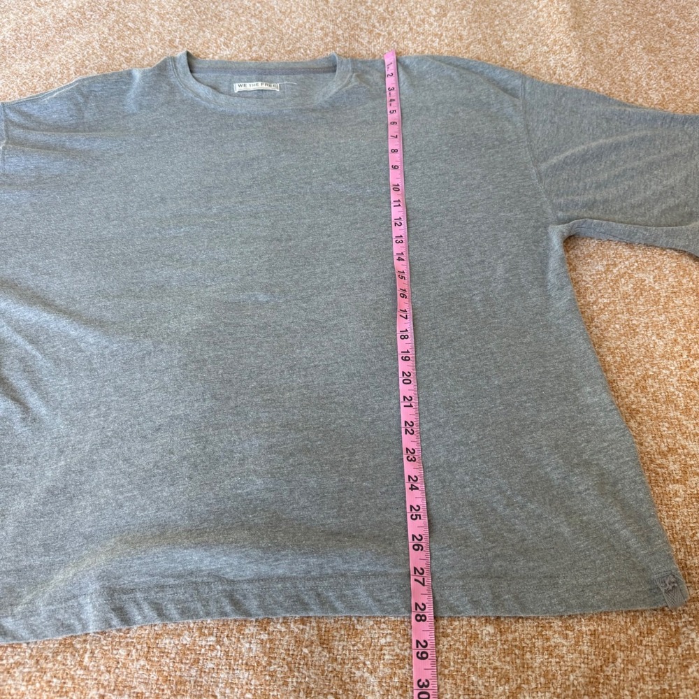 We The Free Free People Oversized Heather Gray Short Sleeve Tee Large Boho Relax - Picture 7 of 7
